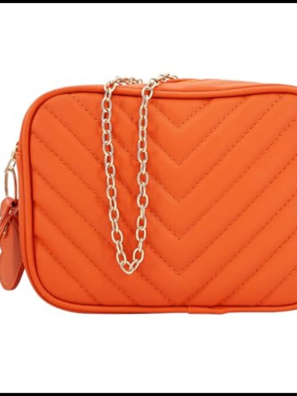 LUODAKA PU Leather Crossbody Bag Adjustable Chain Strap Zipper Minimalist